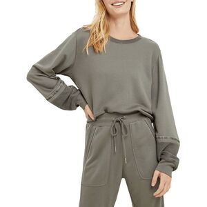 Splendid Corina pullover top olive green French terry sz XS Ballon sleeve